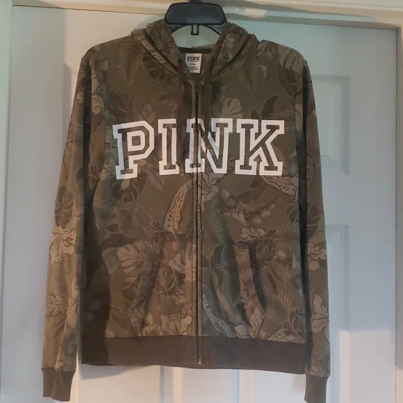 Victoria's Secret PINK Everyday Lounge Hoodie Sweatshirt Tropical Leaves Floral - Picture 2 of 6